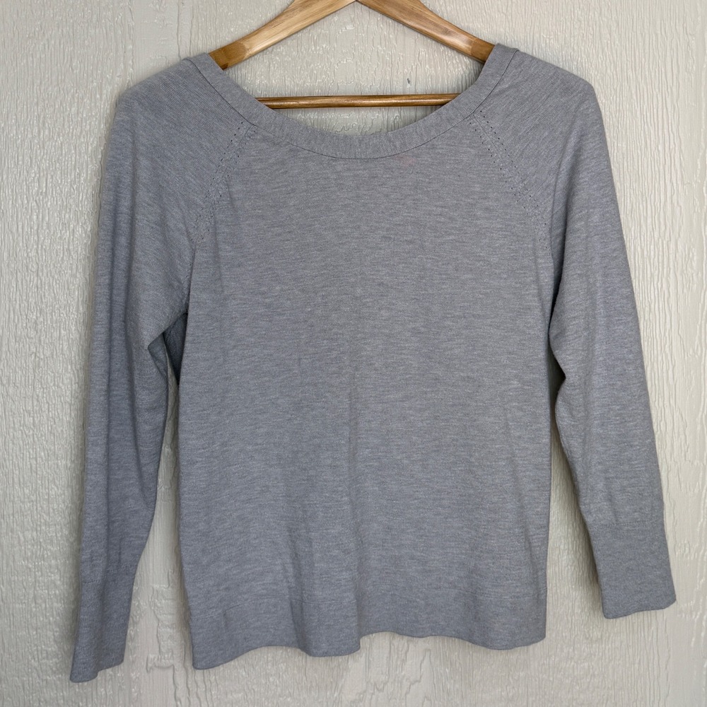 Victoria's Secret Twist Back Sweater Heather Gray Long Sleeve Scoop Neck Medium